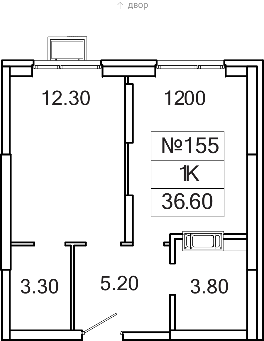 1 ккв 36,6 м²