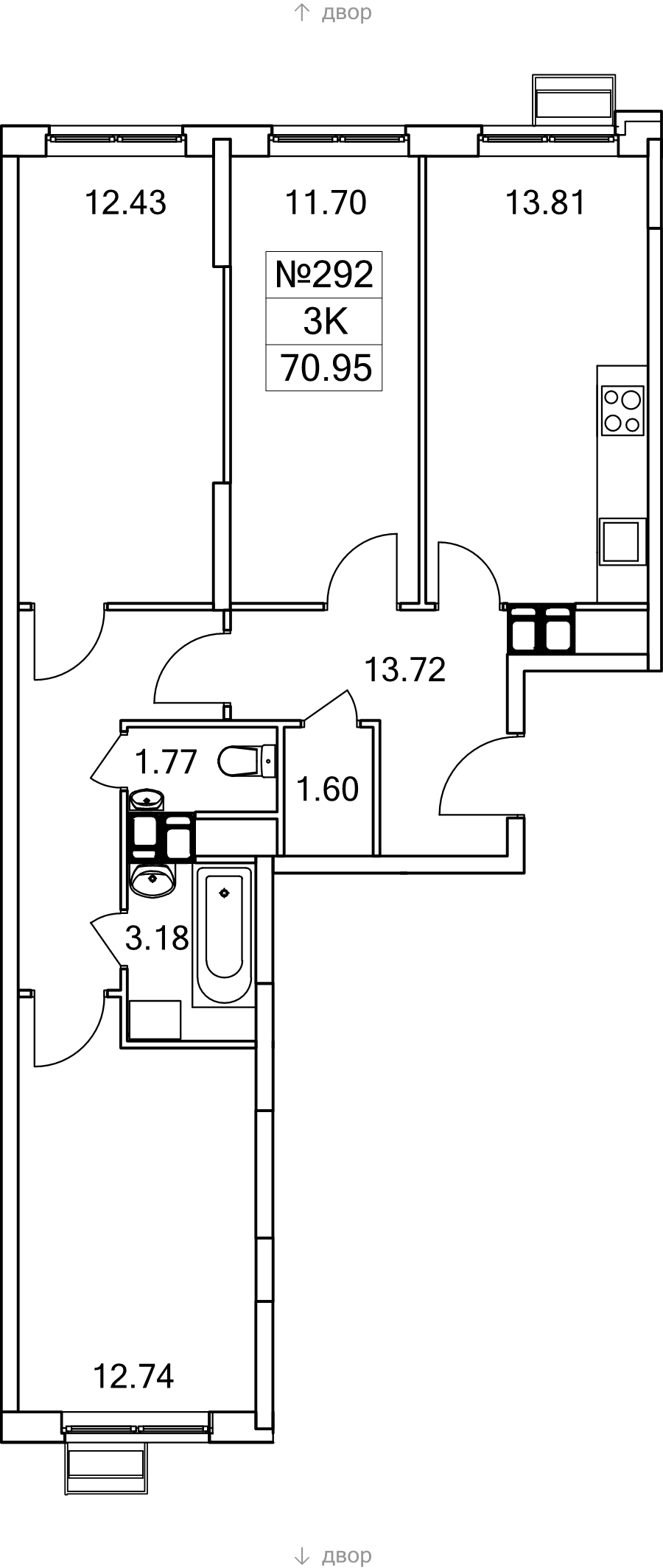 3 ккв 71 м²
