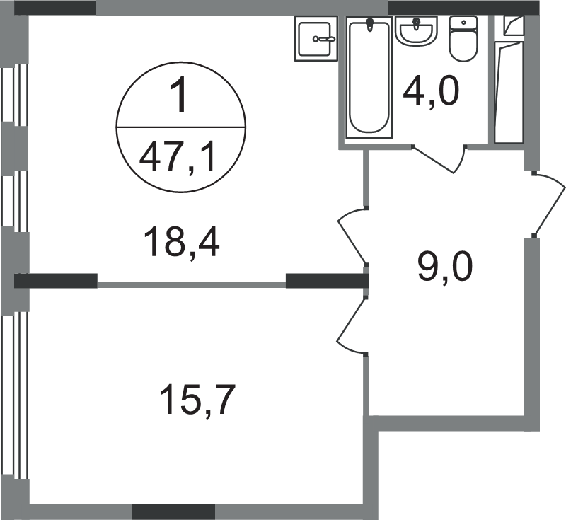 2 ккв (Евро) 47,1 м²