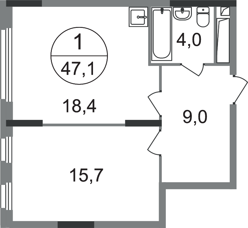 2 ккв (Евро) 47,1 м²