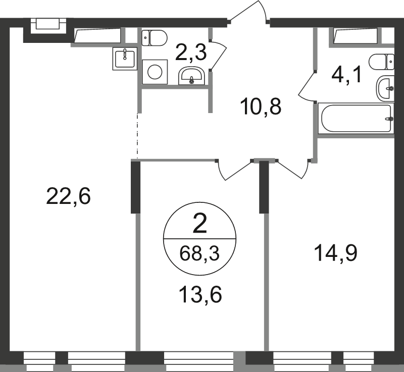 3 ккв (Евро) 68,3 м²