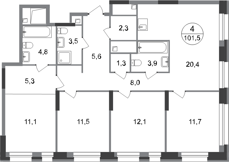 5 ккв (Евро) 101,5 м²