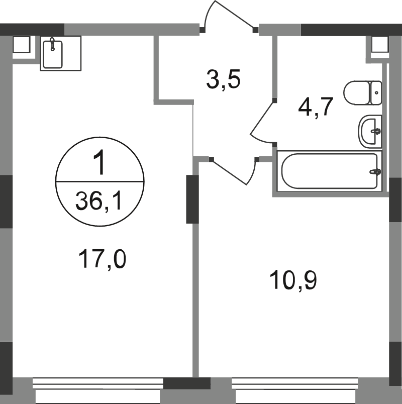 2 ккв (Евро) 36,1 м²