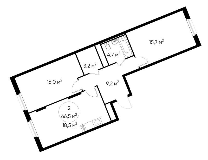 3 ккв (Евро) 66,5 м²