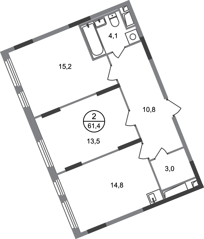 2 ккв 61,4 м²