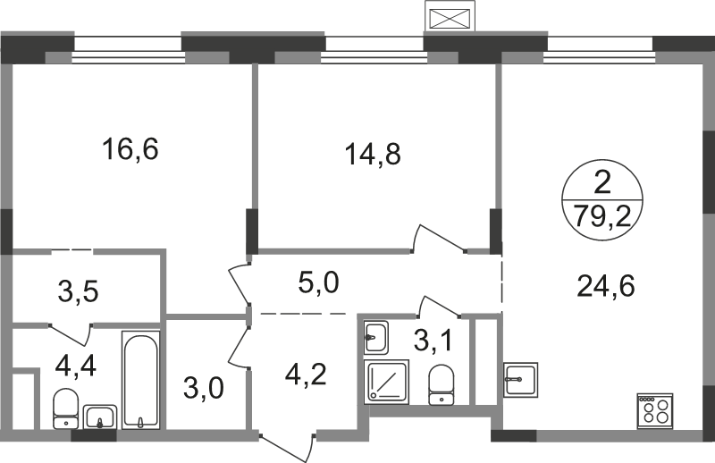 3 ккв (Евро) 79,2 м²