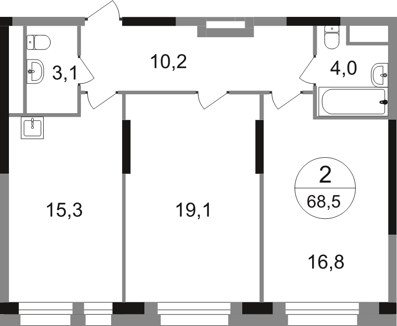 3 ккв (Евро) 68,5 м²