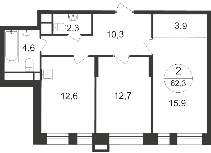 2 ккв 62,3 м²