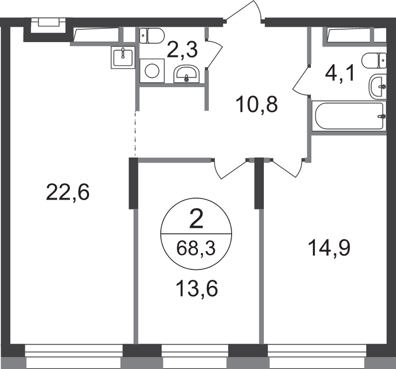 3 ккв (Евро) 68,3 м²