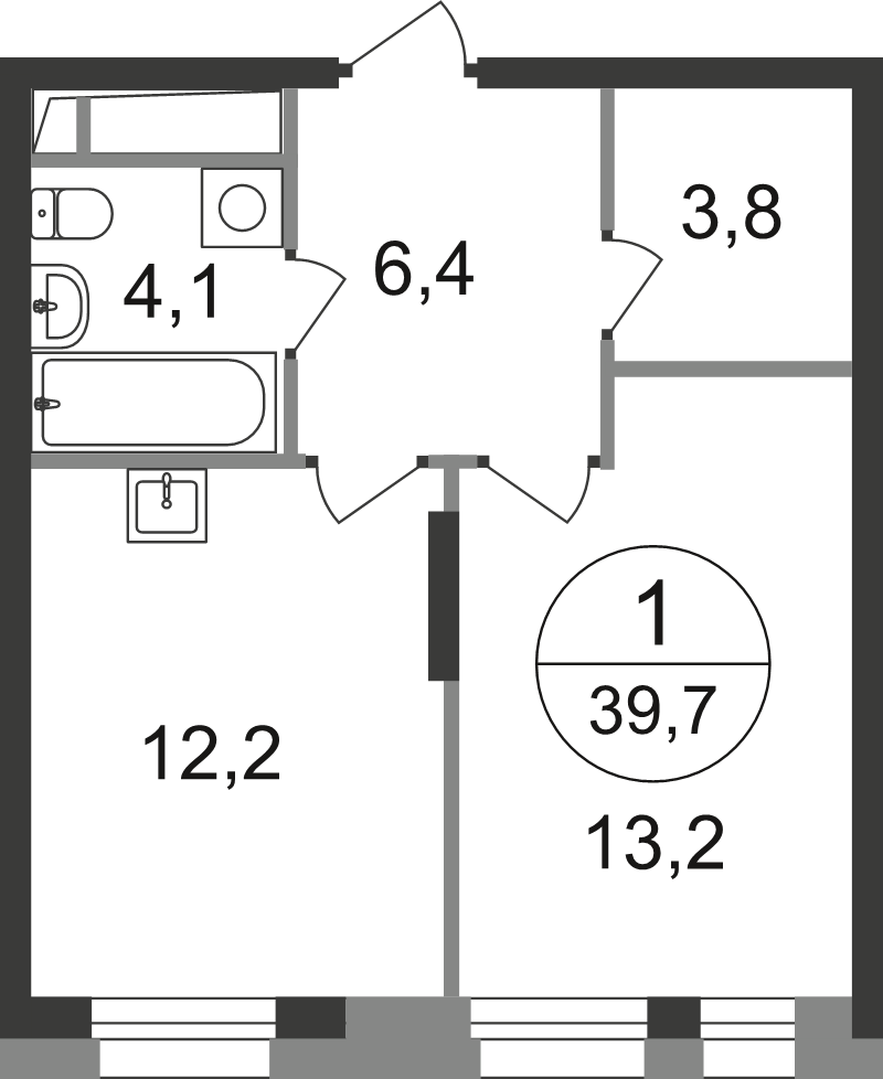 1 ккв 39,7 м²