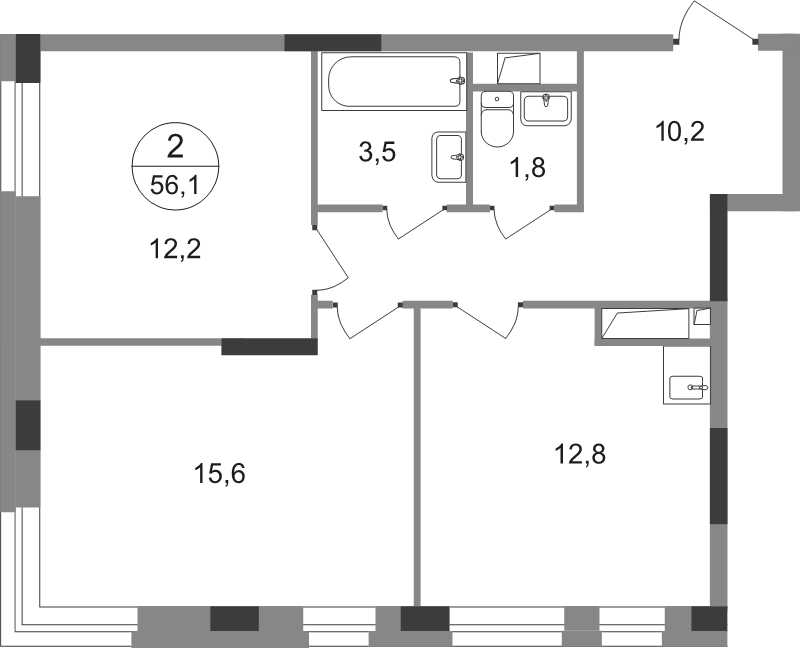 2 ккв 56,1 м²