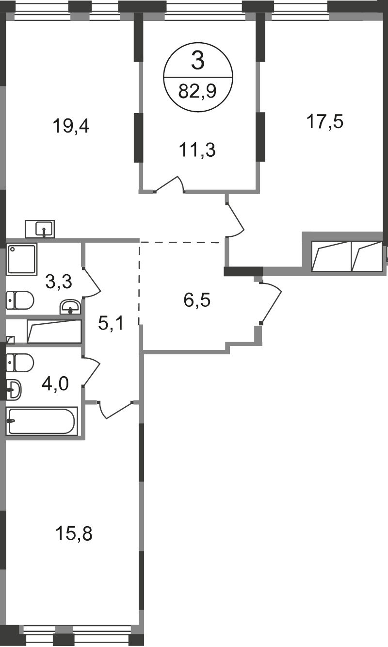 4 ккв (Евро) 82,9 м²