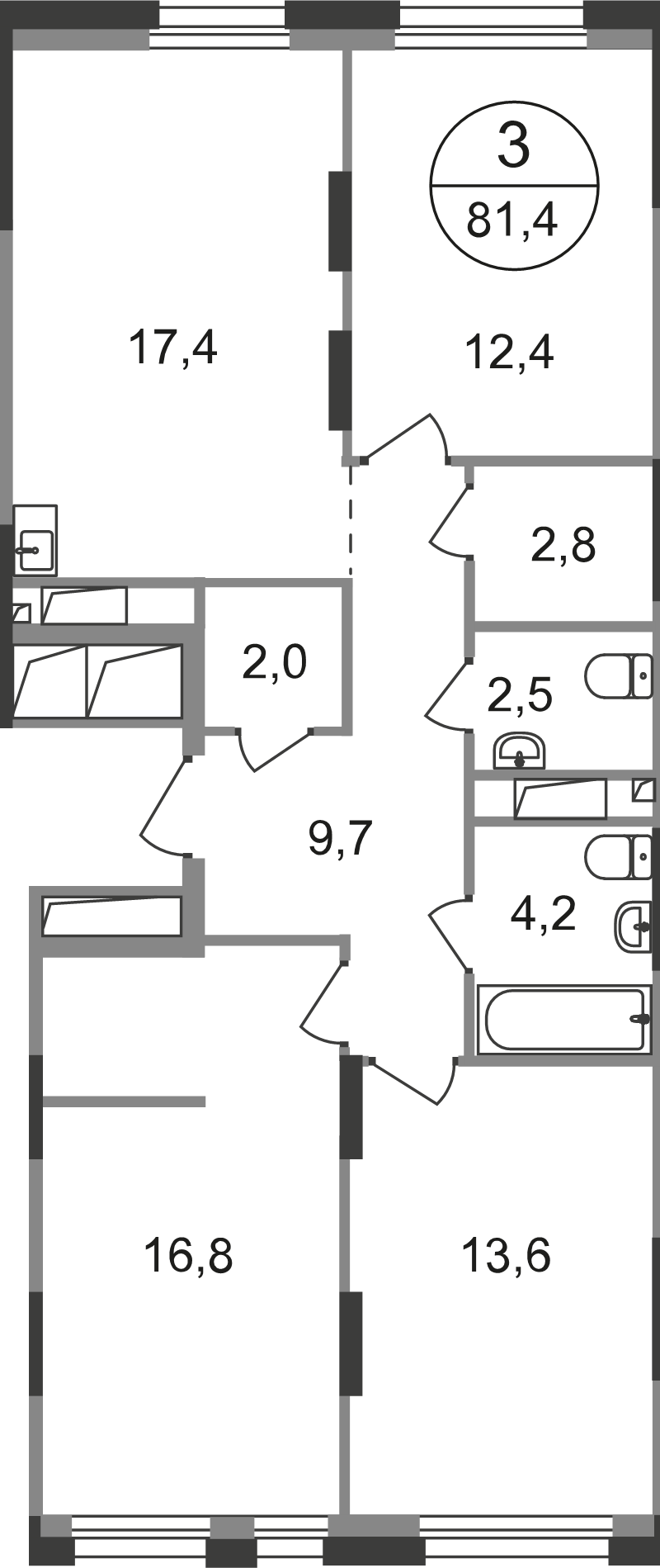 4 ккв (Евро) 81,4 м²