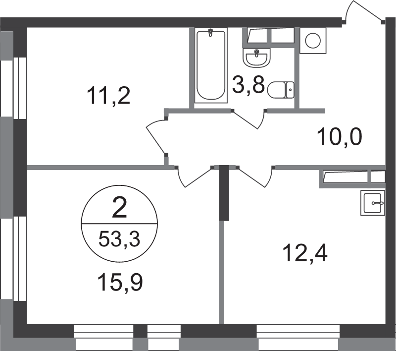 2 ккв 53,3 м²