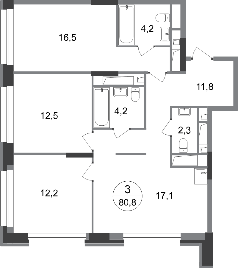 4 ккв (Евро) 80,8 м²