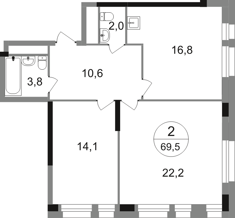 3 ккв (Евро) 69,5 м²