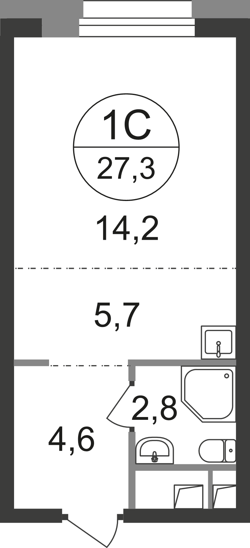Студия 27,3 м²