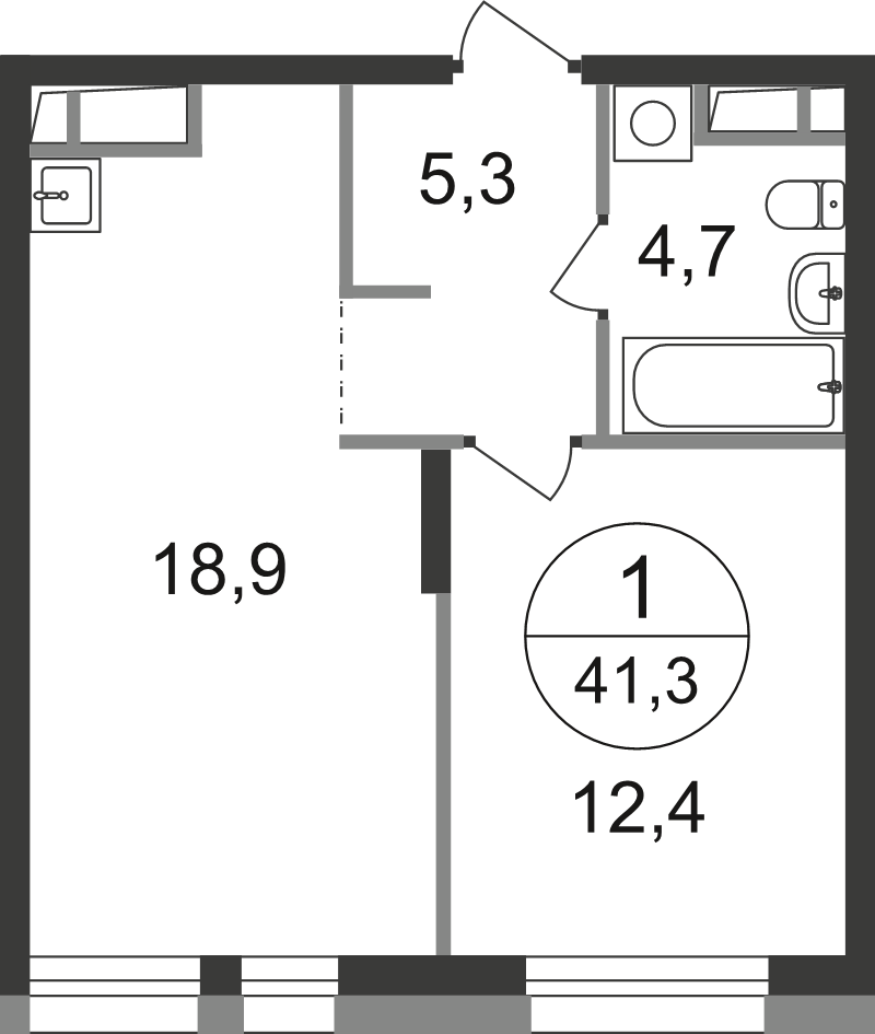 2 ккв (Евро) 41,3 м²