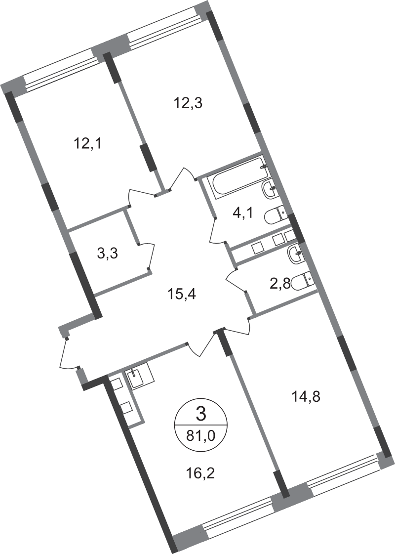 4 ккв (Евро) 81 м²