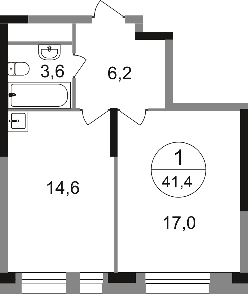 1 ккв 41,4 м²