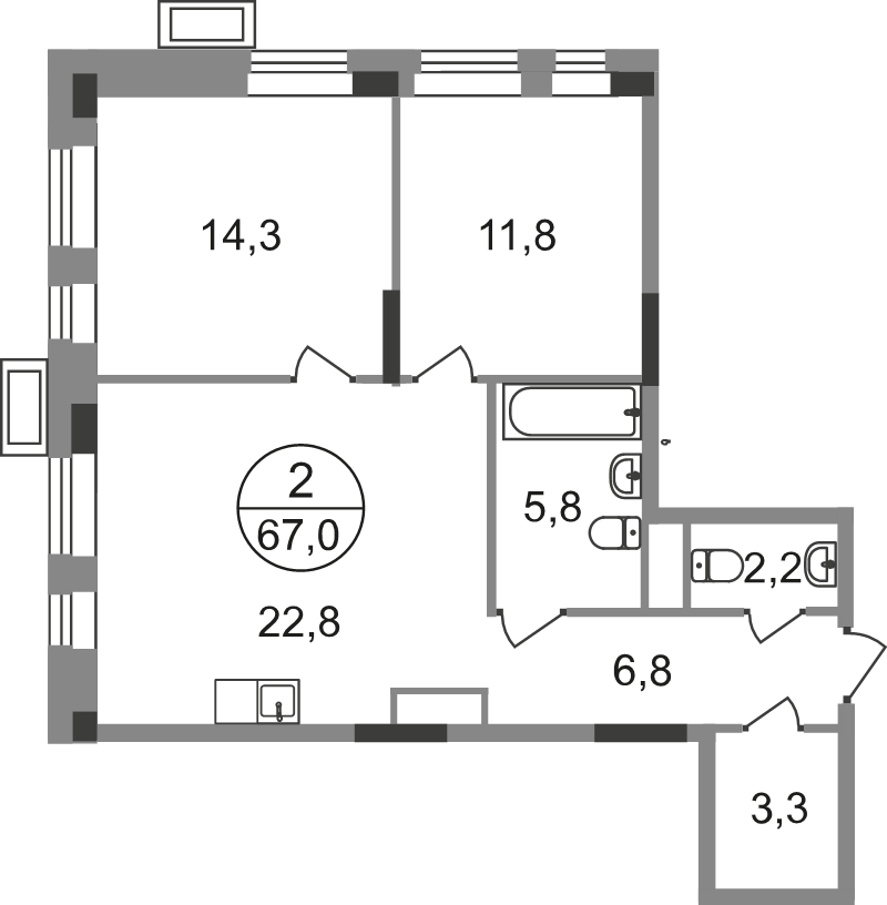 3 ккв (Евро) 67 м²