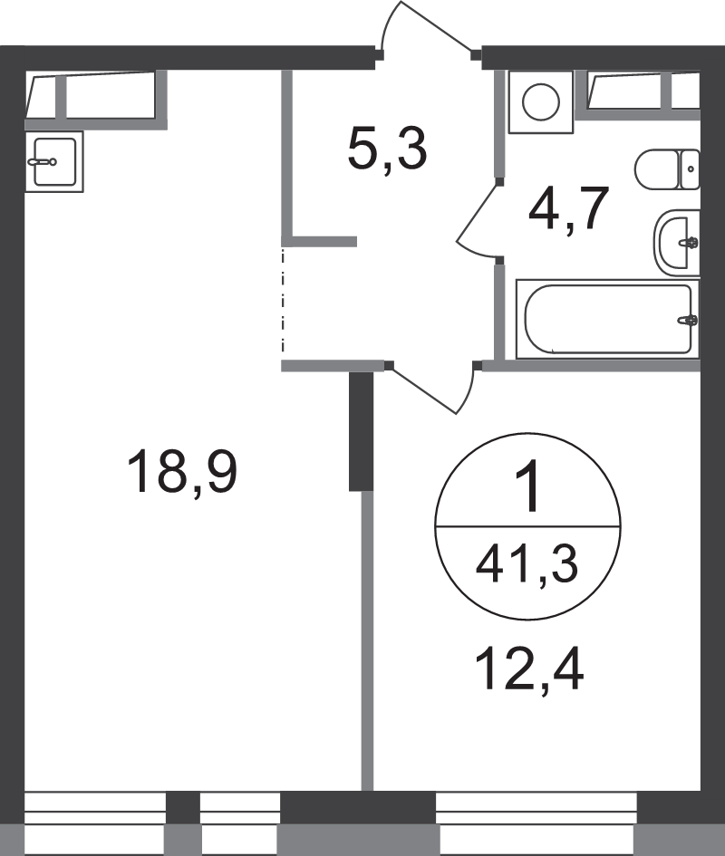2 ккв (Евро) 41,3 м²