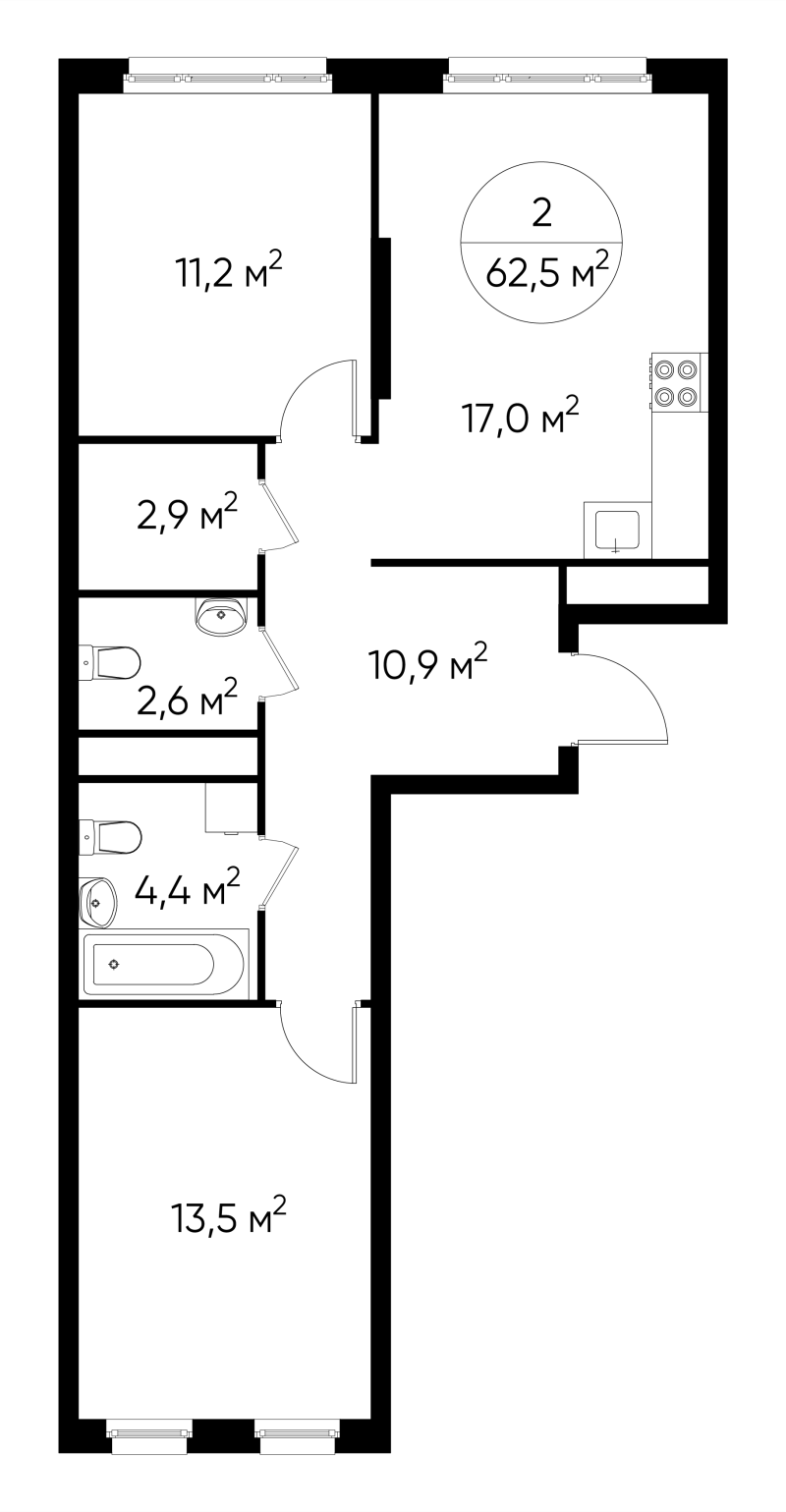3 ккв (Евро) 62,5 м²