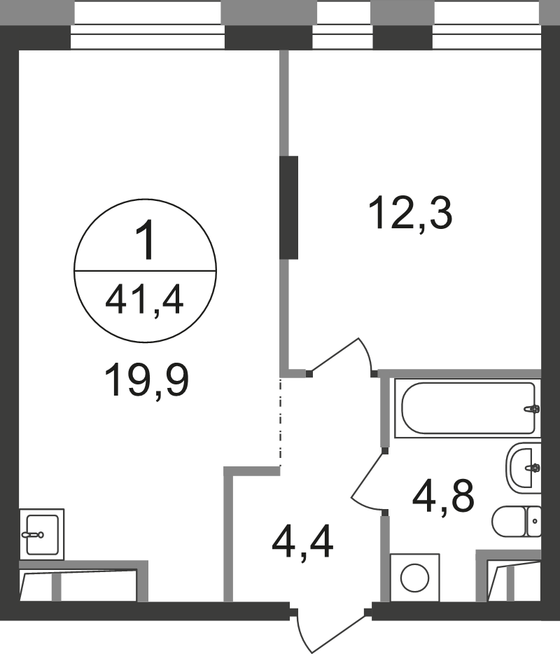 2 ккв (Евро) 41,4 м²