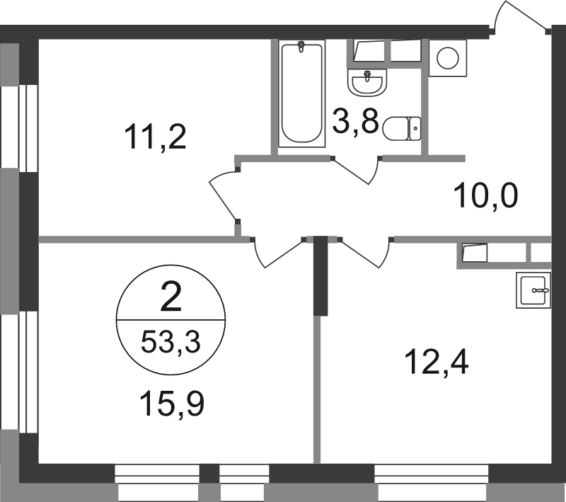 2 ккв 53,3 м²