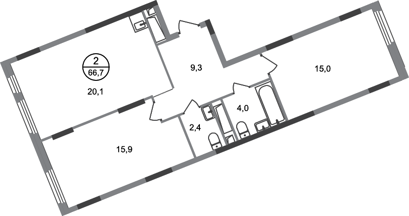 3 ккв (Евро) 66,7 м²