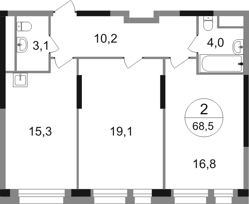 3 ккв (Евро) 69,5 м²