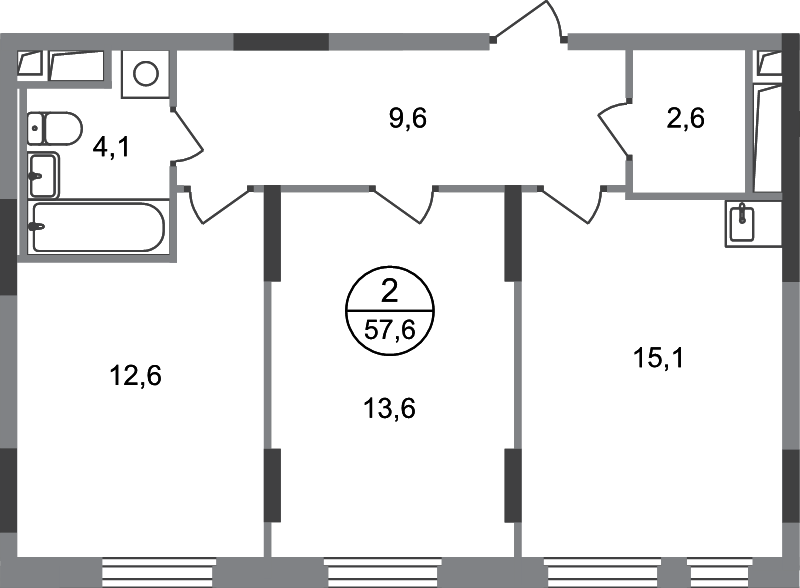 3 ккв (Евро) 57,6 м²