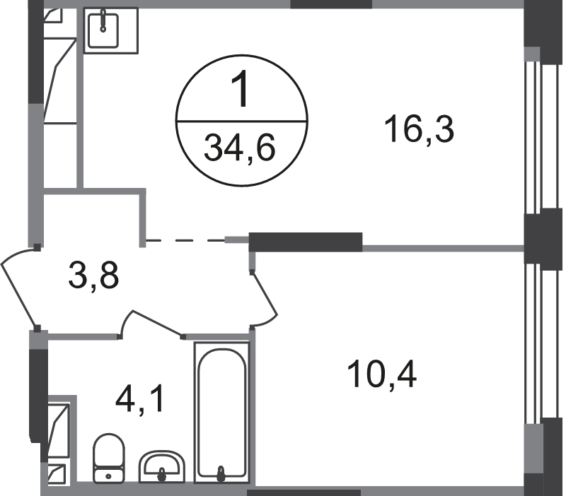 2 ккв (Евро) 34,6 м²