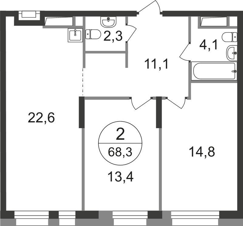 3 ккв (Евро) 68,3 м²