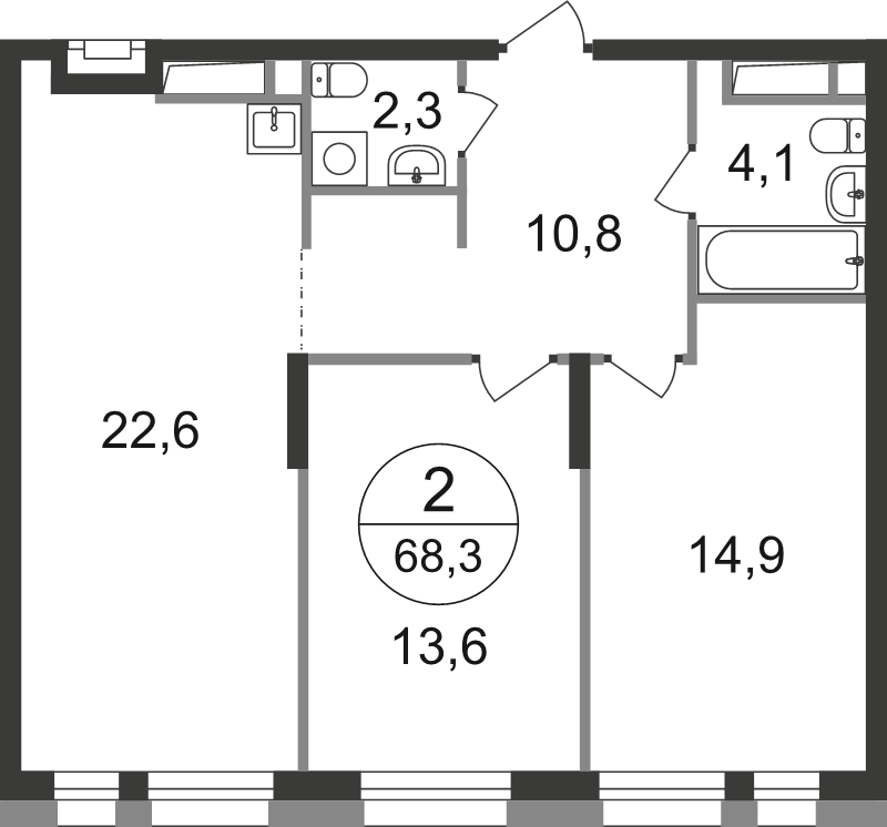 3 ккв (Евро) 68,3 м²