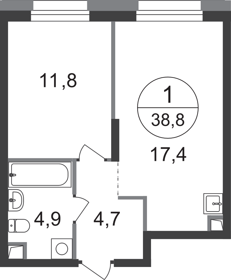 2 ккв (Евро) 38,8 м²