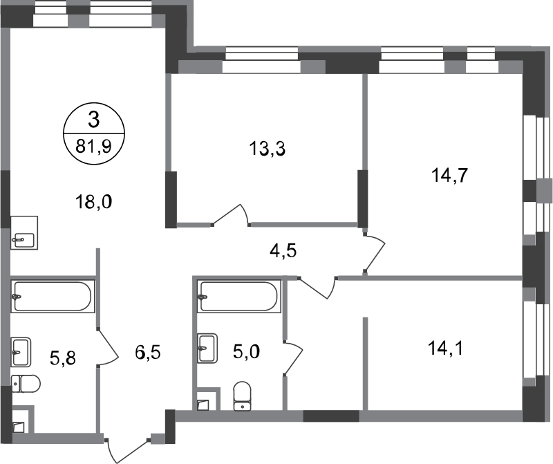 4 ккв (Евро) 81,9 м²