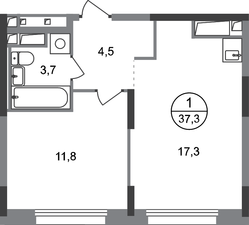 2 ккв (Евро) 37,3 м²