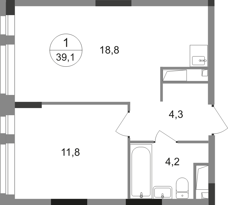 2 ккв (Евро) 39,1 м²