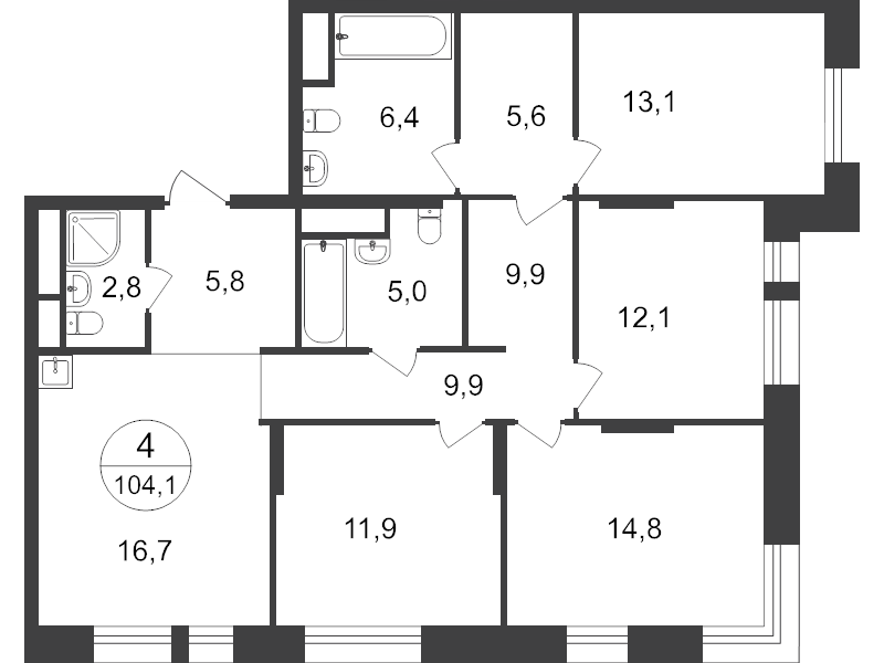 5 ккв (Евро) 101,3 м²