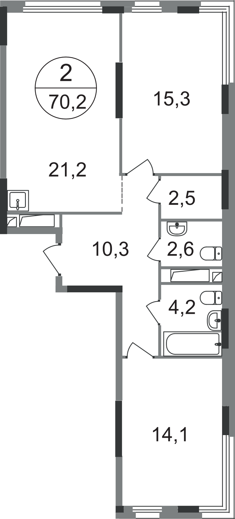3 ккв (Евро) 70,2 м²