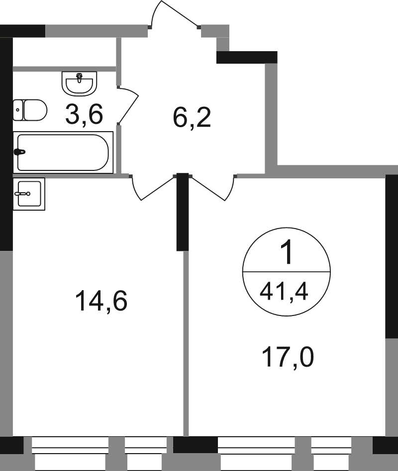 1 ккв 41,4 м²
