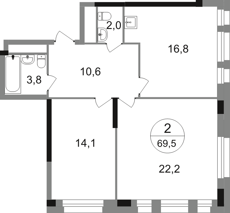 3 ккв (Евро) 69,5 м²