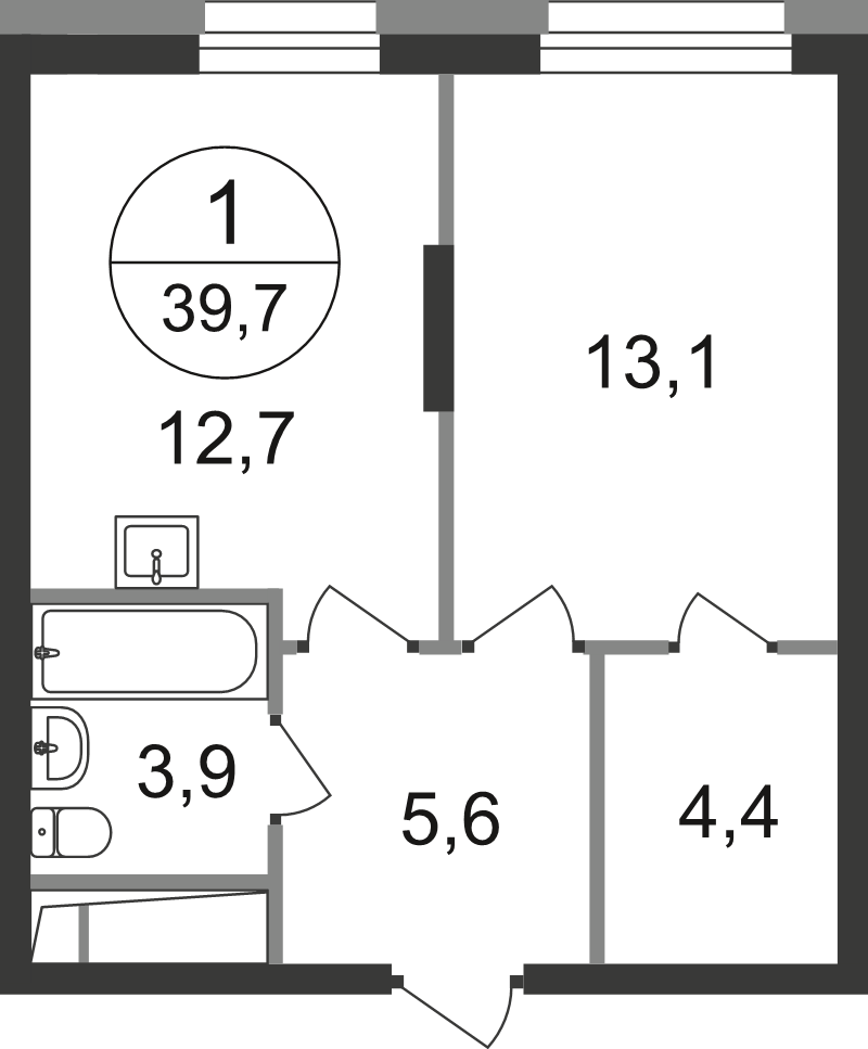 1 ккв 39,7 м²