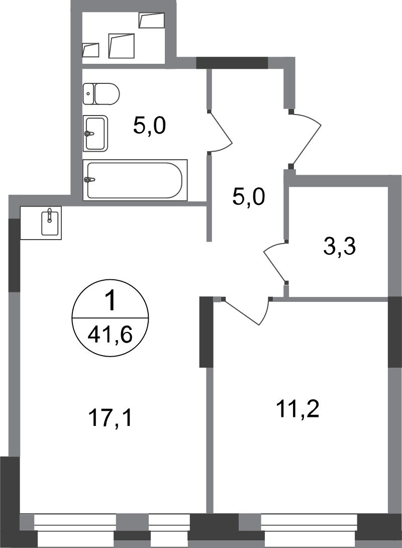 2 ккв (Евро) 41,6 м²