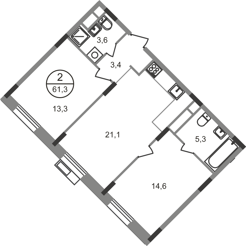 3 ккв (Евро) 61,2 м²