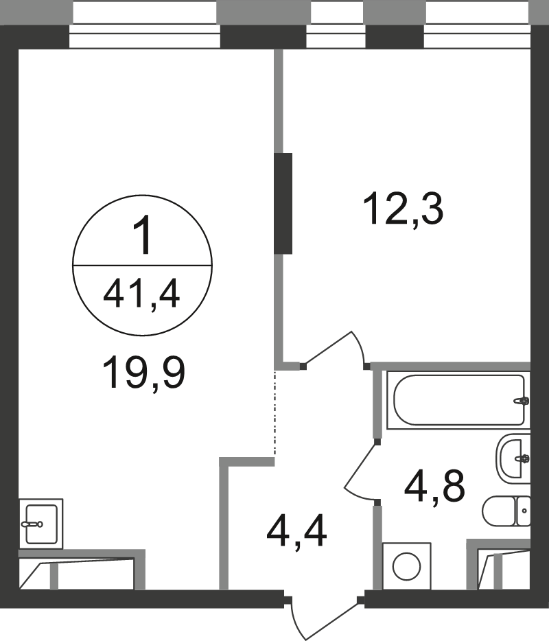 2 ккв (Евро) 41,4 м²