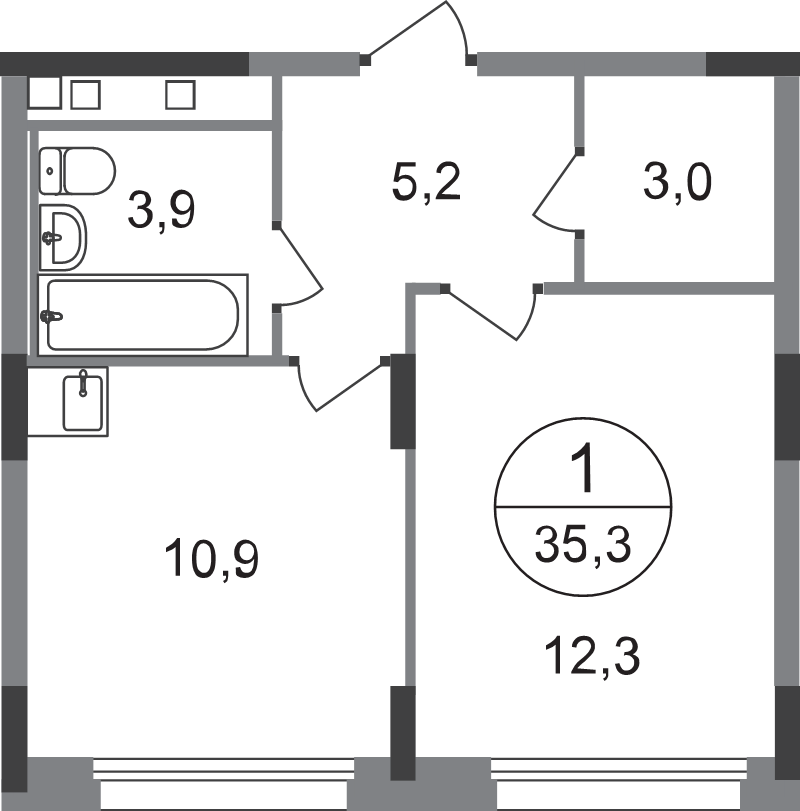 1 ккв 35,3 м²