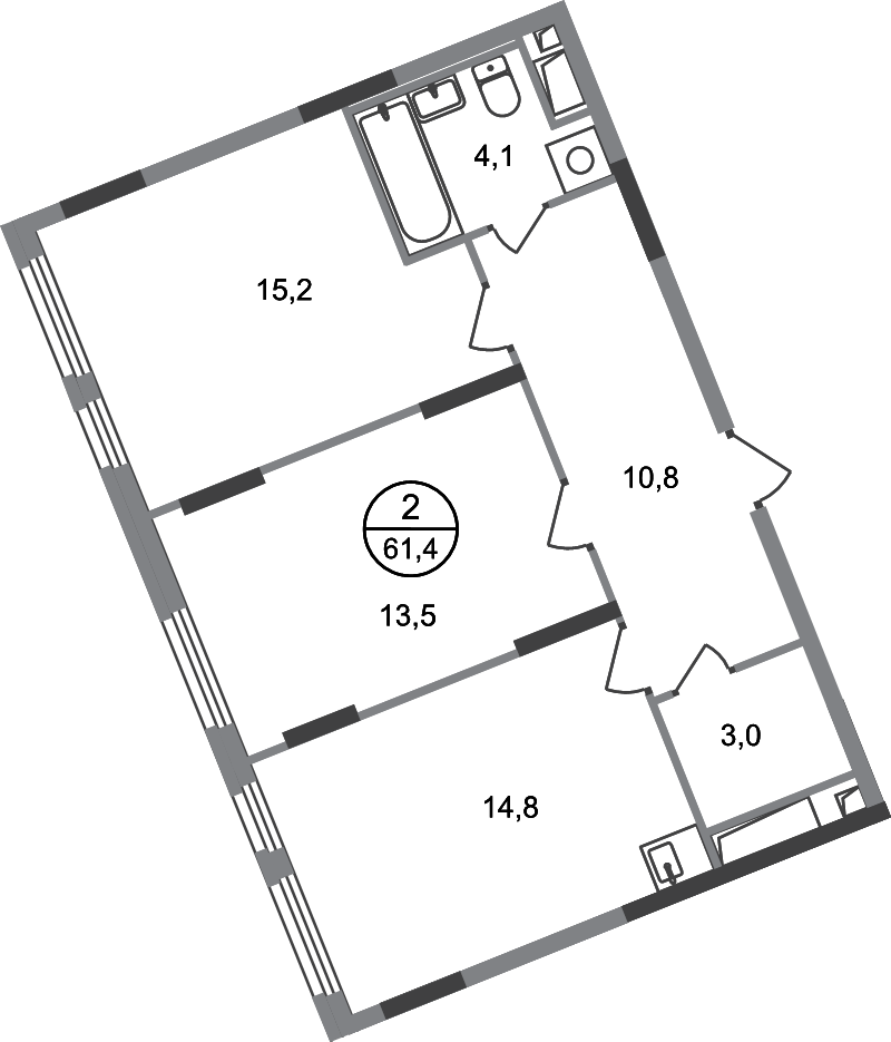 2 ккв 61,4 м²