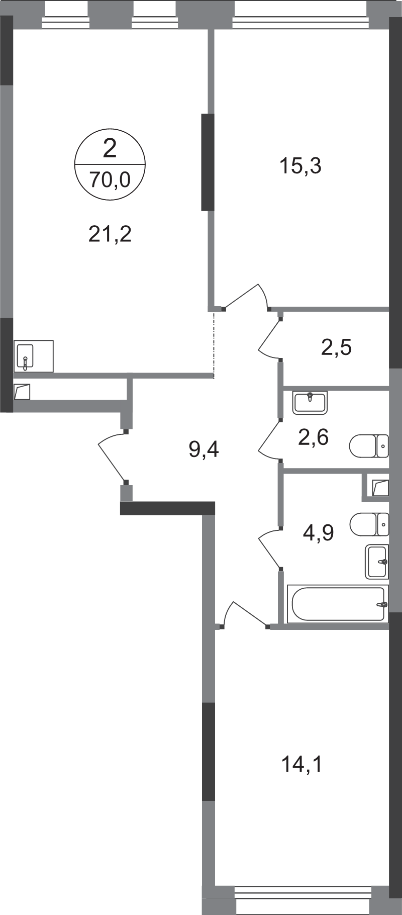 3 ккв (Евро) 70 м²